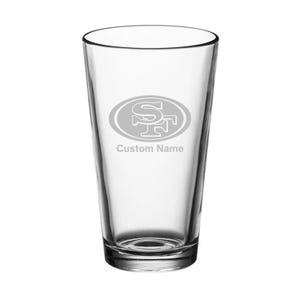 San Francisco 49ers Custom Engraved Pint Glass - Personalized Beer Glass - 16 oz Gift for Weddings, Father’s Day, Birthdays