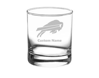 Buffalo Bills Custom Engraved Whiskey Glass - Personalized Whiskey Tumbler - Etched Gift for Groomsmen, Weddings, Birthdays