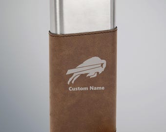 Buffalo Bills Personalized cigar case and cutter - Custom Engraved Leather and Steel Cigar case