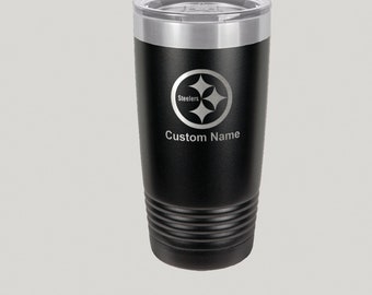 Taza de viaje personalizada con grabado de los Pittsburgh Steelers de 20 oz