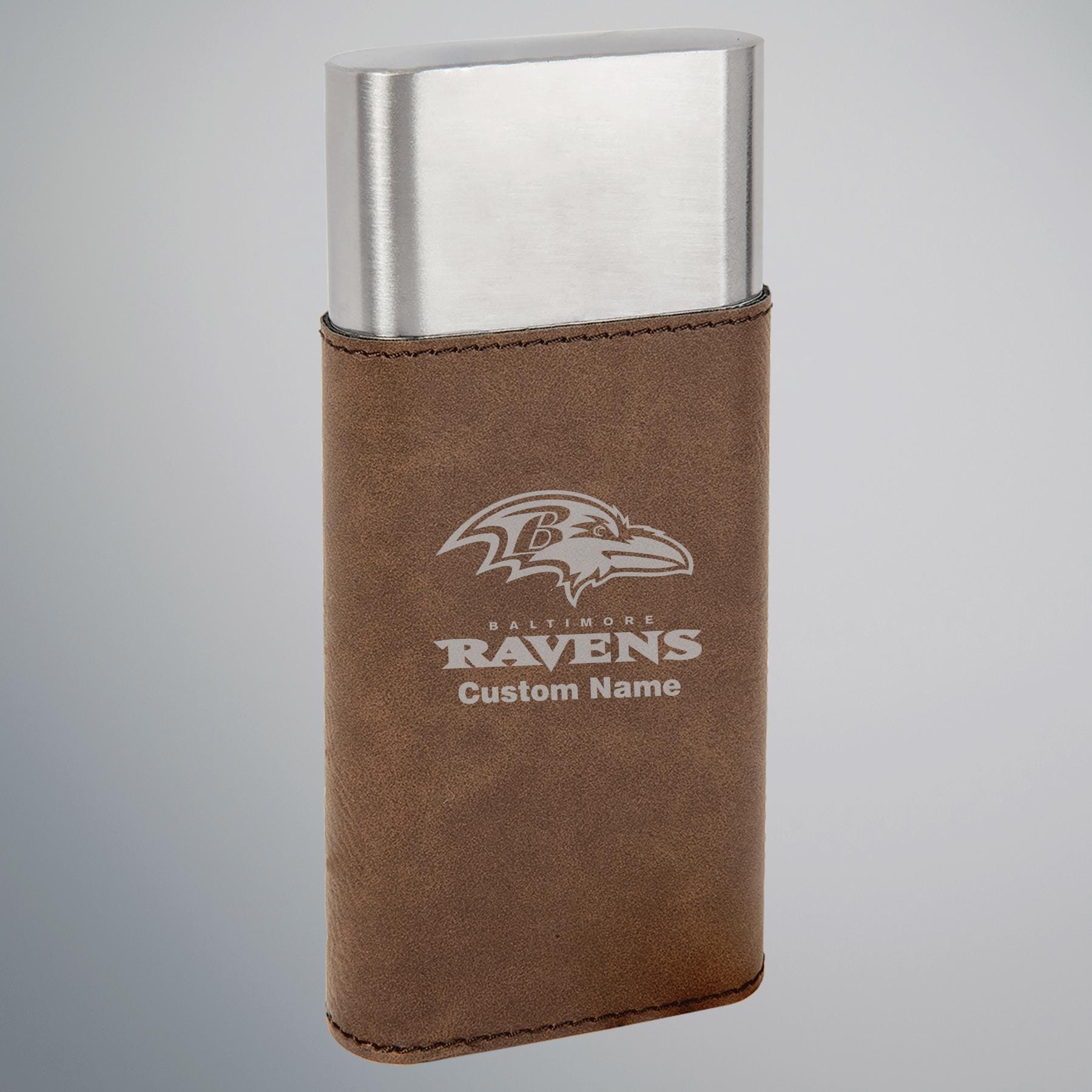 Baltimore Ravens Personalized cigar case and cutter - Custom Engraved Leather and Steel Cigar case