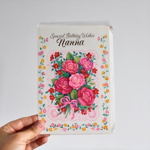 Retro Special Birthday Wishes Nanna Card | Cute Design, Sweet Verse, Kitsch Card, Retro Birthday Card, Card for Nanna, Nanna Birthday Card