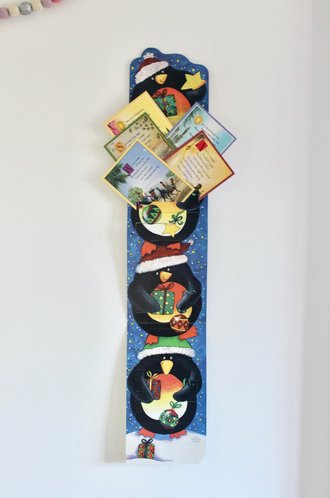 Retro Cardboard Penguin Christmas Card Holder Vintage Etsy