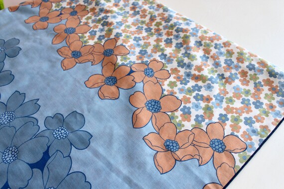 Retro Dorma Blue Floral Flat Sheet 