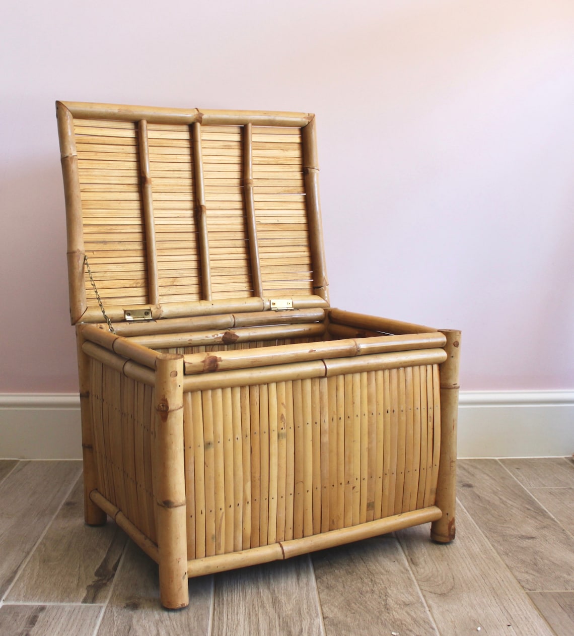 Two Bamboo Storage Chests great for stacking Mid Century Etsy