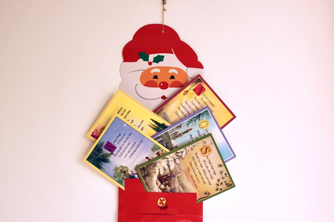 Retro Santa Cardboard Christmas Card Holder Vintage Etsy UK