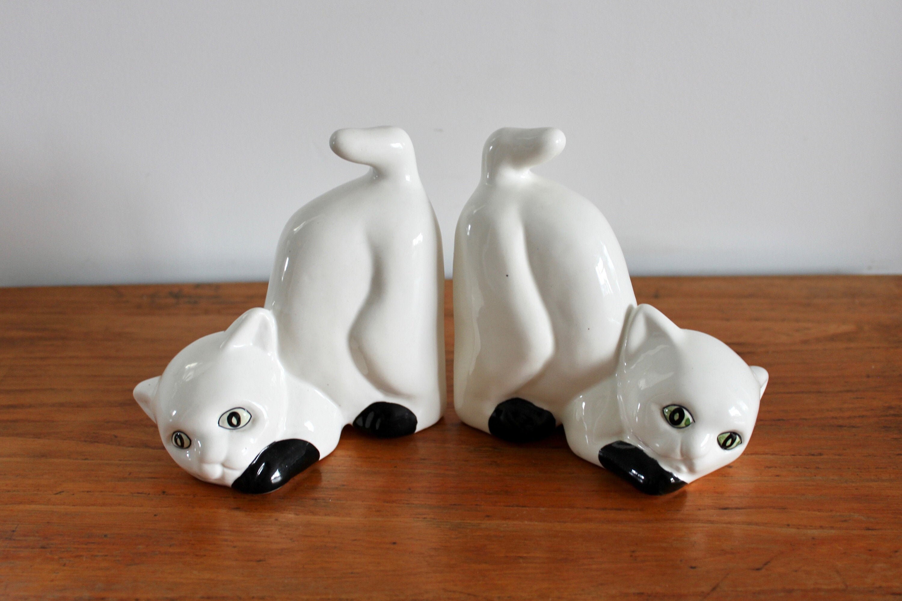 Ceramic Cat Bookends Ceramic Bookends Vintage Bookends Cat Etsy