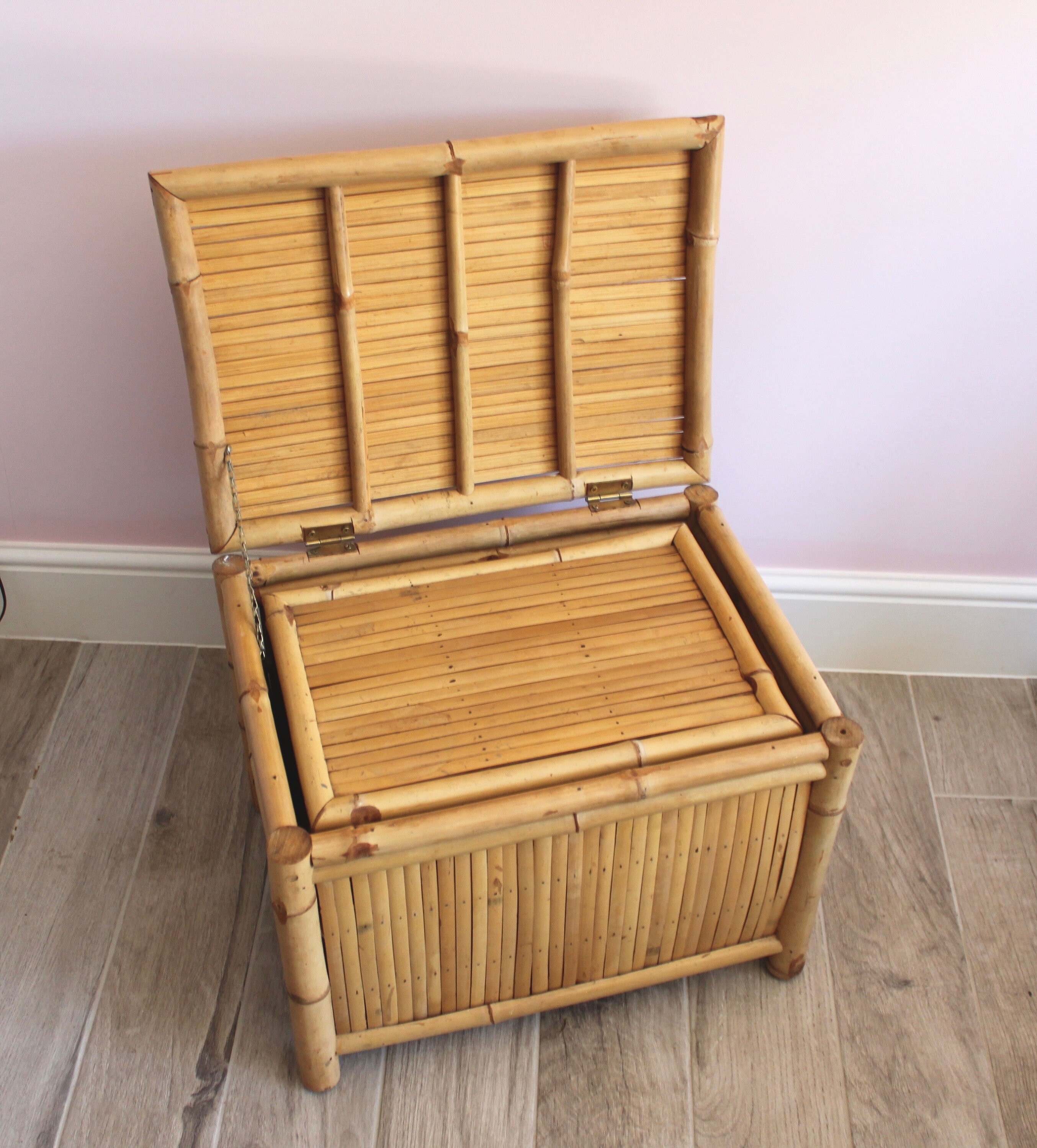 Two Bamboo Storage Chests great for stacking Mid Century Etsy