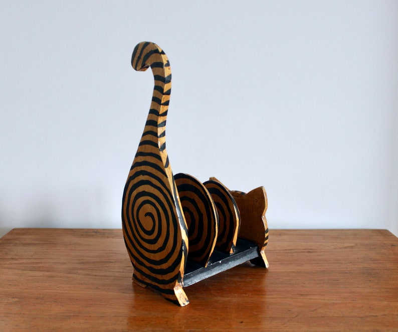 Hand Carved Indonesian Cat Letter Holder Cat Napkin Holder Etsy