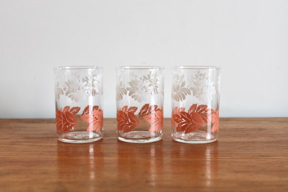 Set of Three Vintage Floral Drinking Glasses, Made in France Alfresco  Dining, Summer Party, Garden Summer Drinks, Retro Water Glasses 