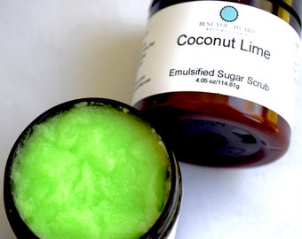 Emulsified Sugar Scrub, Coconut Lime, Fragrance, Handmade Sugar Scrub,