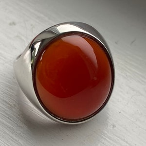 Vintage Milor Carnelian and 950 Sterling Silver Ring