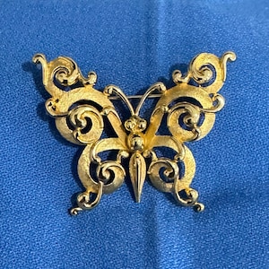 Vintage Gold Tone Crown Trifari Butterfly Brooch