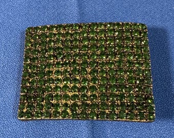 Vintage Green Rhinestone Belt Buckle