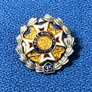 Vintage 35 Year Sterling Silver Ladies Auxiliary VFW Lapel Pin
