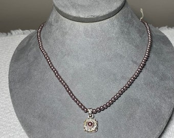 Vintage Napier Bead and Rhinestone Pendant Necklace