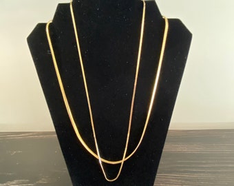 2 Vintage Gold Tone Napier Herringbone Neck Chains