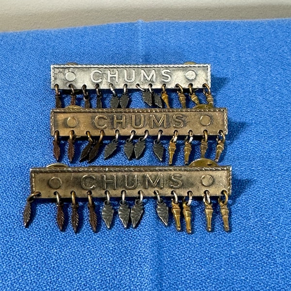 Drei Sets von Awana Chums Pins Feder Pfeil Fackel