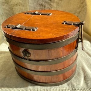 Wood and Brass Lift Top Oval Cask