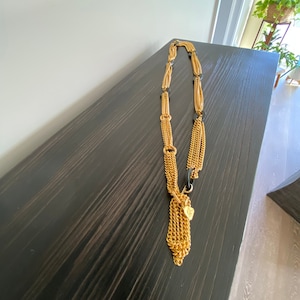 Vintage Melinda Maria Heavy Gold Tone With Black Oval Plastic Rings Chain Necklace/Belt