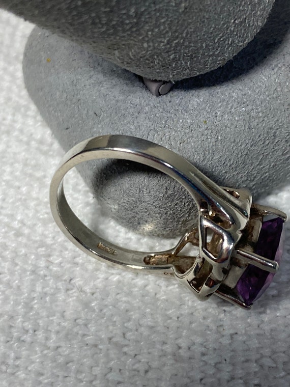 Vintage Sterling Silver and Amethyst Statement Ri… - image 5