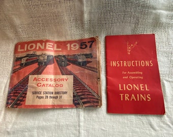 Instructions For Assembling and Operating Lionel Trains  book  and  Lionel 1957 Accessory Catalog Service Station Directory