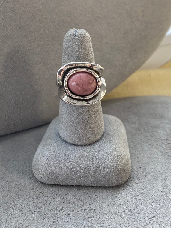 Sterling and Pink Rhodochrosite Ring