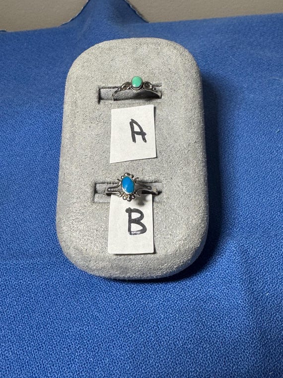 Choice of Dainty Sterling Silver/Turquoise Rings
