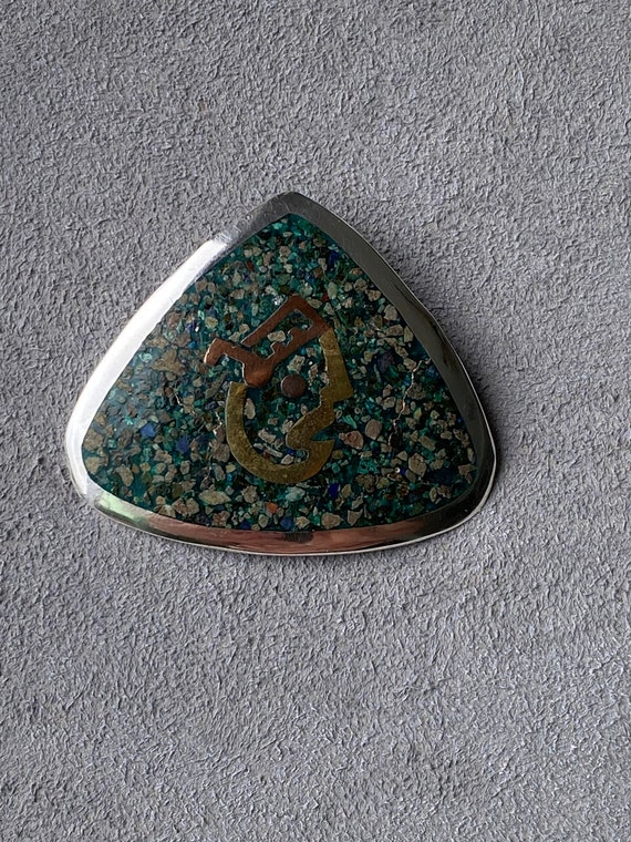 Sterling Silver and Turquoise Mosaic Brooch/Pendan