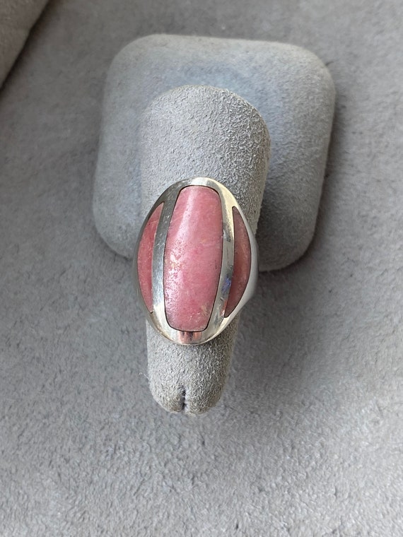 Sterling and Pink Rhodochrosite Ring