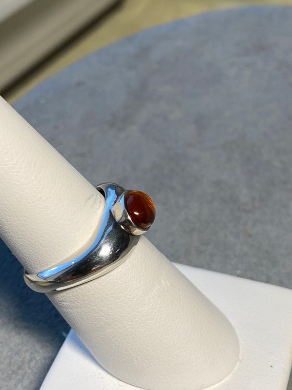 Sterling Silver and Amber Ring - image 3