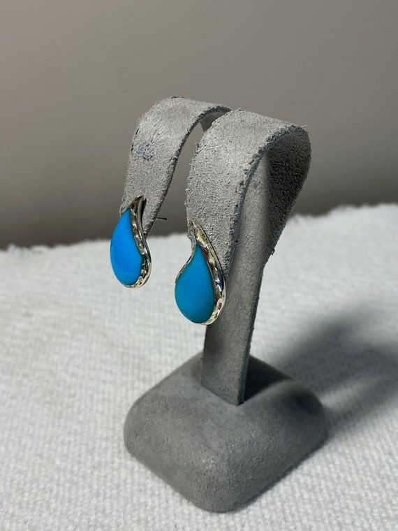 Vintage Turquoise and Sterling Silver Stud Earrin… - image 2