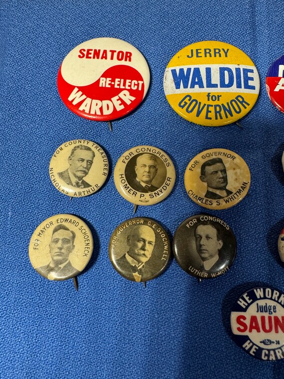 15 Vintage Political Campaign Buttons Gem
