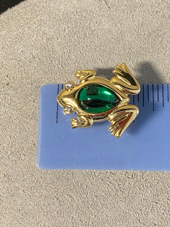 Vintage Signed Monet Frog Brooch - image 5