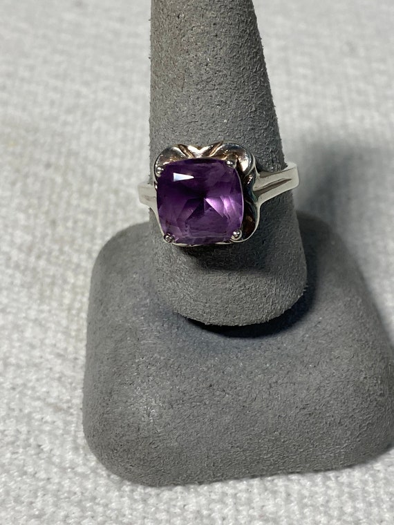 Vintage Sterling Silver and Amethyst Statement Ri… - image 2