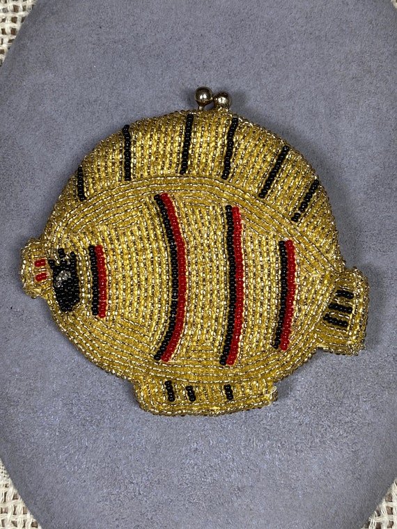Vintage Beaded Fish Coin Purse