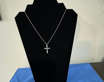 Vintage Sterling Silver Etched Cross Necklace - Etsy
