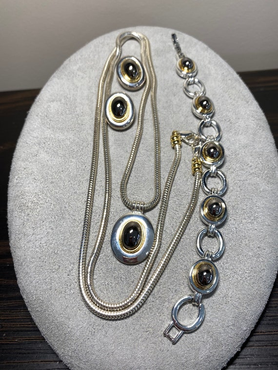 Vintage Liz Claiborne Silver Tone Long Necklace W… - image 3