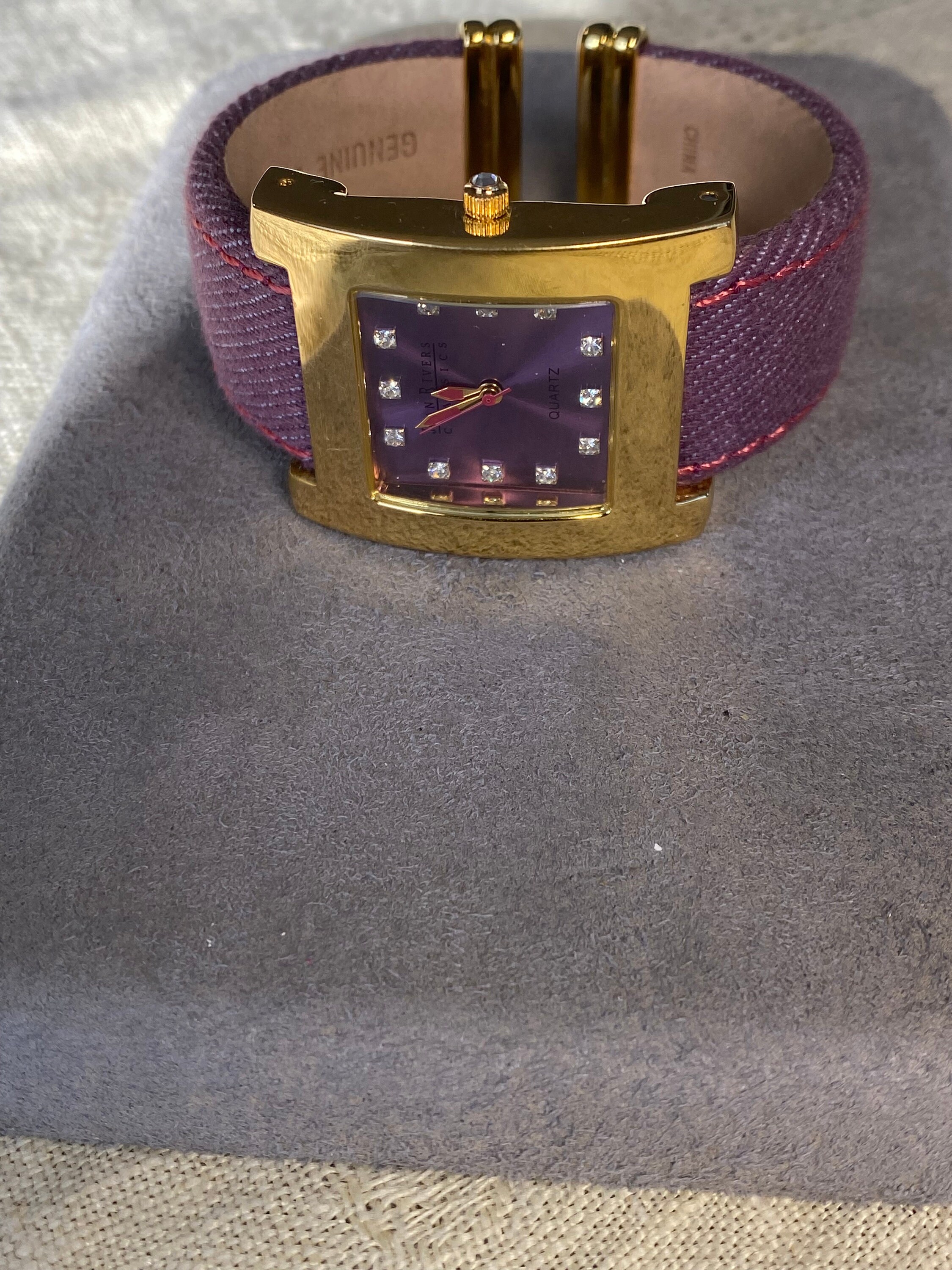 Joan Rivers Classic Ladies Wristwatch Gold Tone Metal and Purple Leather Strap Joan Rivers Classics Women Blue Mother of Pearl 34mm Leather  main image 2