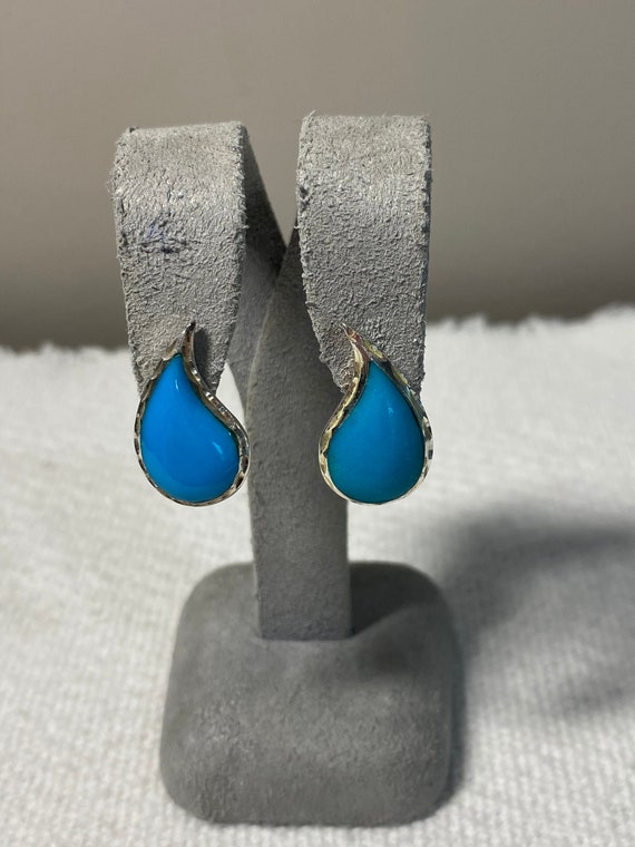 Vintage Turquoise and Sterling Silver Stud Earrin… - image 1