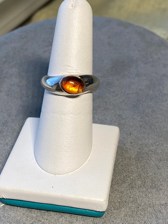 Sterling Silver and Amber Ring - image 1