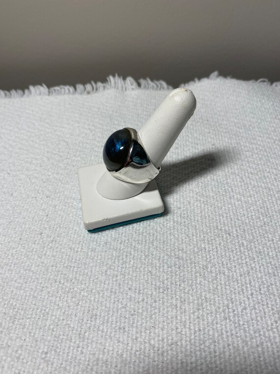Large Sterling Silver Ring With Large Blue Stone - image 2
