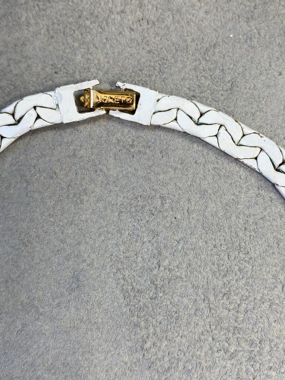 Signed Vintage Monet White Link Choker Necklace - image 5