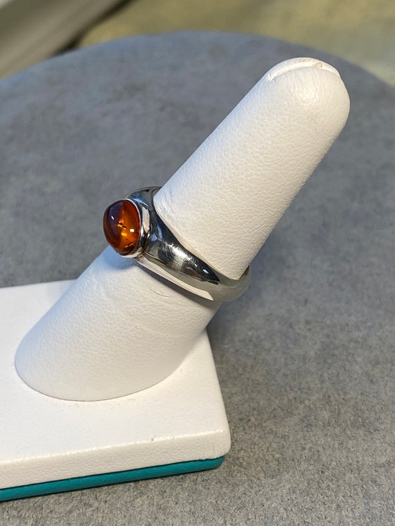 Sterling Silver and Amber Ring - image 2