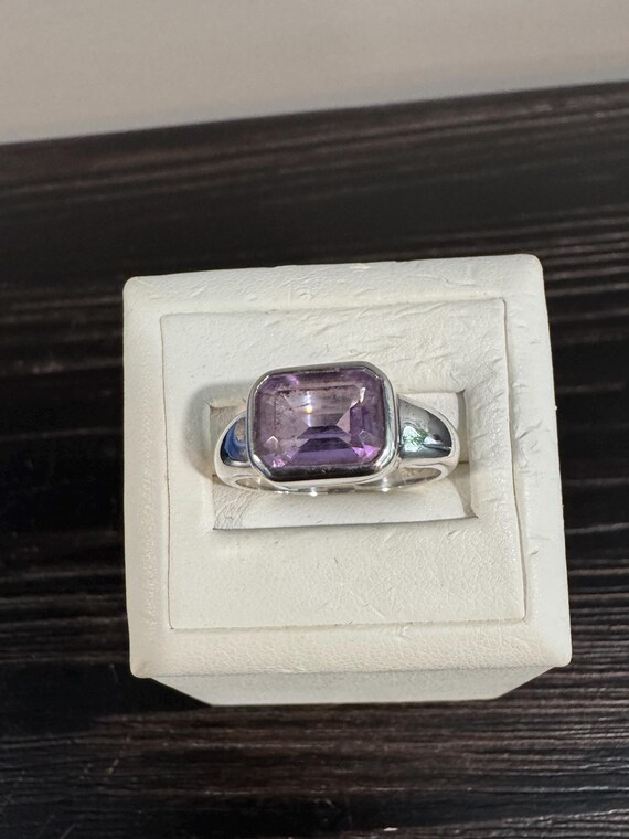 Vintage Amethyst and Sterling Silver Ring by BONA - Approx. Size 8 US View 5