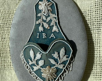 Antique Beaded Wall Pocket