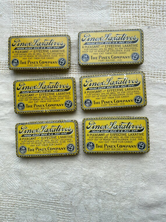 are cigarettes laxatives Vintage Pinex Laxatives Tins Sold Separately