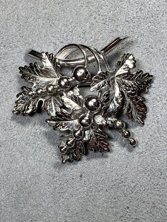 A and Z Sterling Mid Century Grapes, Leaves and v… - image 2