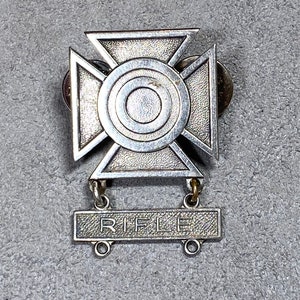 Military Sterling Silver &quot;Marksman&quot; Badge with &quot;Rifle Bar