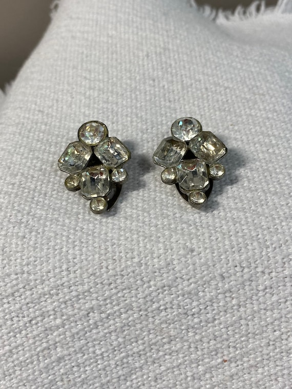 Pair of Vintage Clear Rhinestone Dress Clips